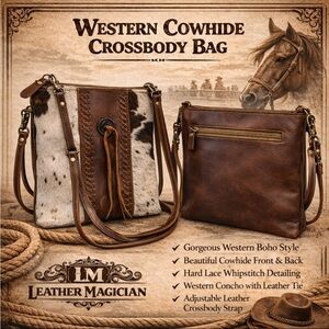 Western Cowhide Crossbody Bag -Brown and White-NWOT